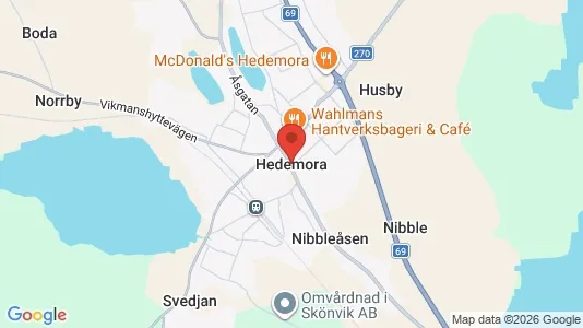 Butikslokaler att hyra i Hedemora - kort over placeringen