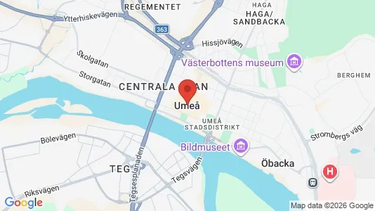 Kontorslokaler att hyra i Umeå - kort over placeringen