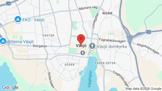 Butikslokaler att hyra i Växjö - kort over placeringen