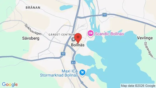 Butikslokaler att hyra i Bollnäs - kort over placeringen