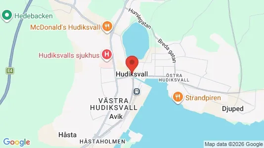 Butikslokaler att hyra i Hudiksvall - kort over placeringen