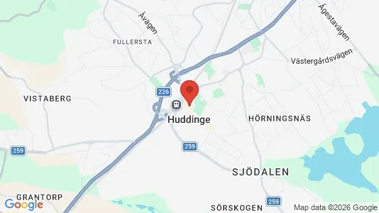 Butikslokaler att hyra i Huddinge - kort over placeringen
