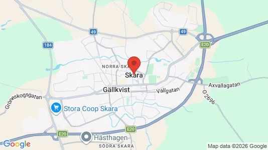 Butikslokaler att hyra i Skara - kort over placeringen