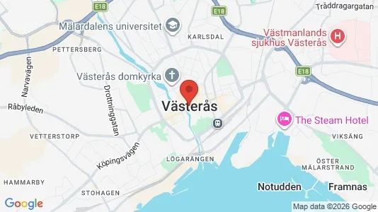 Butikslokaler att hyra i Västerås - kort over placeringen