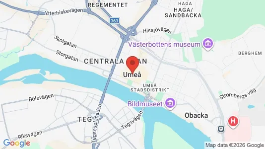 Kontorslokaler att hyra i Umeå - kort over placeringen