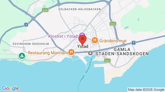Kontorslokaler att hyra i Ystad - kort over placeringen