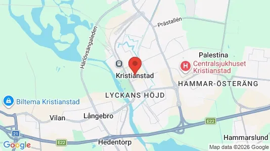 Kontorslokaler att hyra i Kristianstad - kort over placeringen