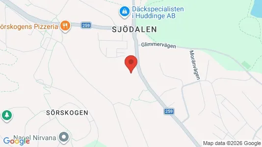 Butikslokaler att hyra i Huddinge - kort over placeringen