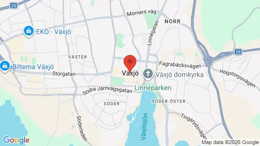 Butikslokaler att hyra i Växjö - kort over placeringen