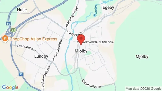 Butikslokaler att hyra i Mjölby - kort over placeringen